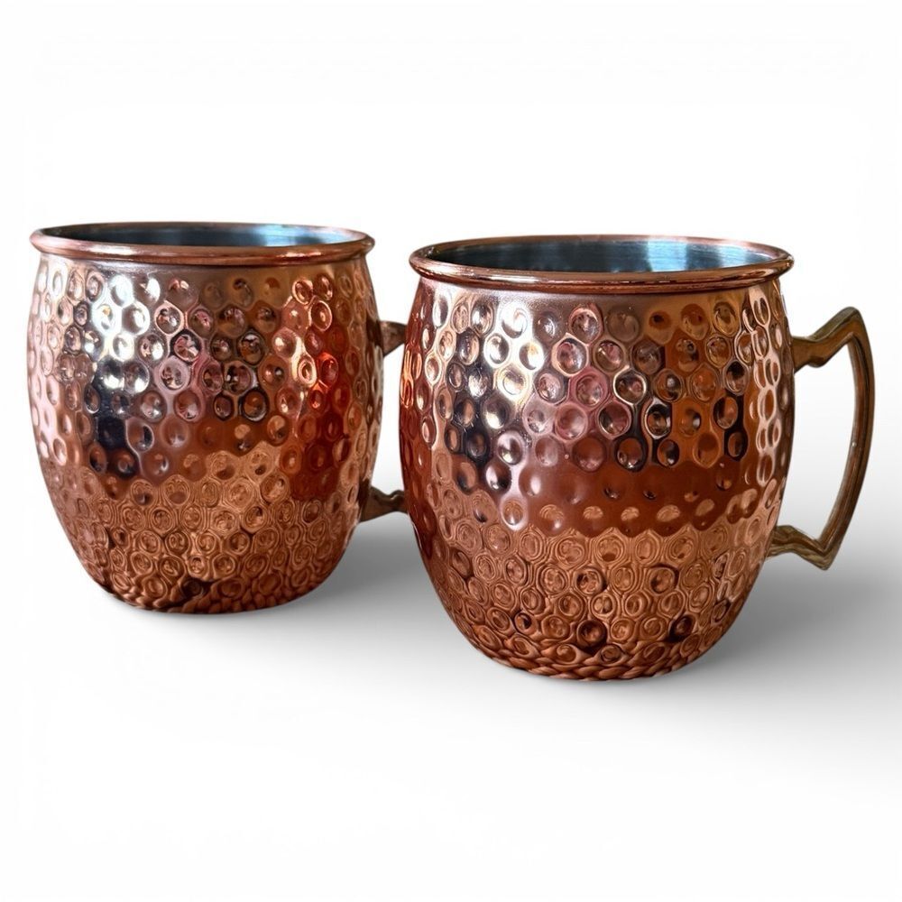 Eco One by Silver One International Set of 2 Hammered Copper Mugs